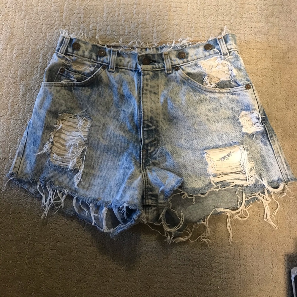 Levi’s Acid Wash Destroyed Denim Shorts